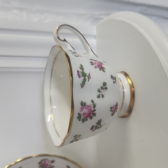 Hand Painted Roses and Thistle Britannia Royal Chelsea Tea Cup and Saucer Set - Picture 3 of 9